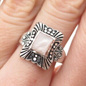 SILVER CLOUD Old Pawn 925 Sterling Vintage Southwestern MOP Ring Size 7.25